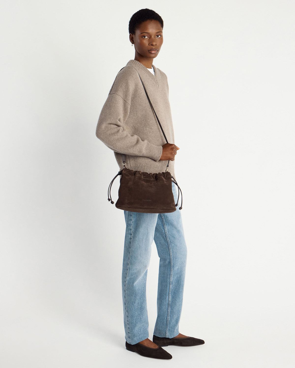 Charlotte Midi Drawstring - Chocolate Suede