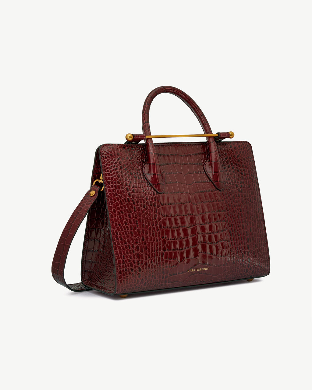 Midi Tote - Croc-Embossed Leather Oxblood
