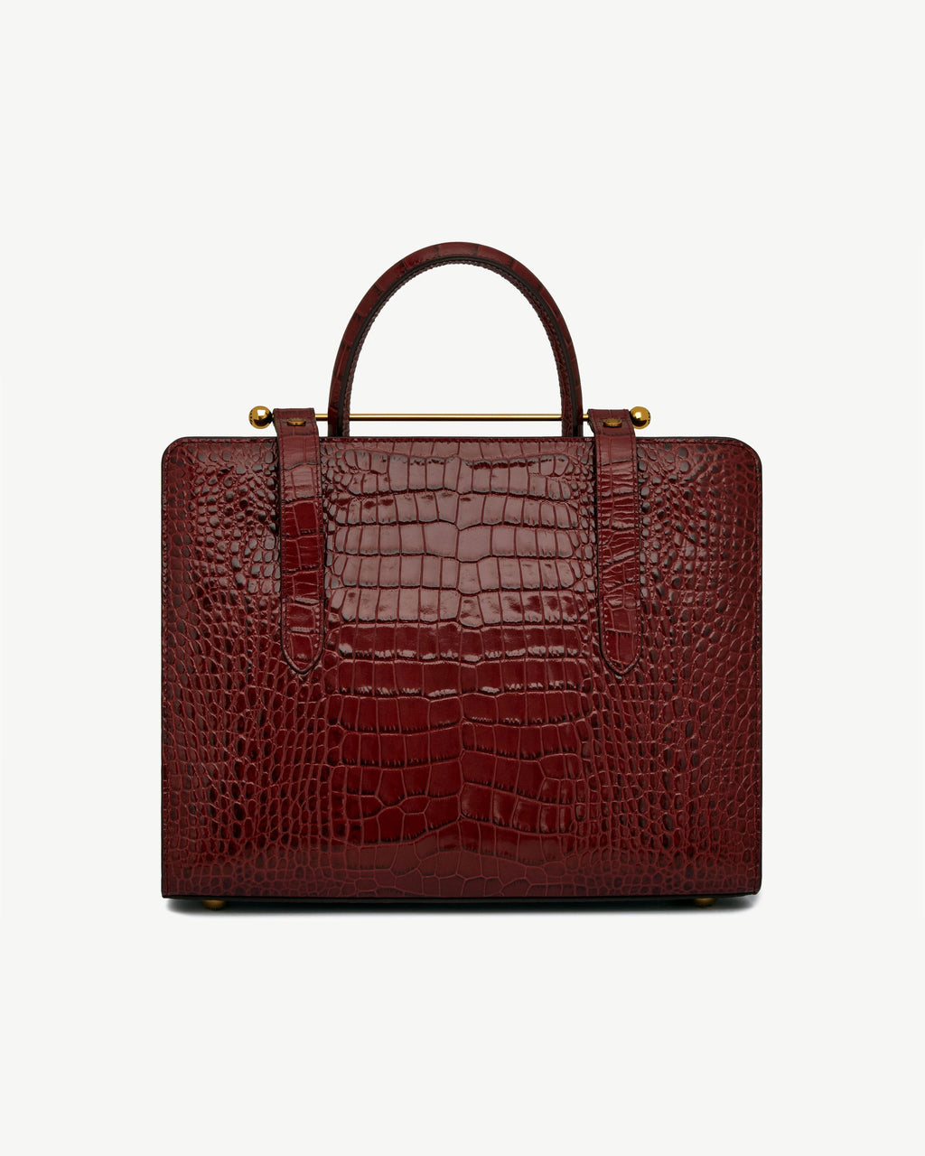 Midi Tote - Croc-Embossed Leather Oxblood