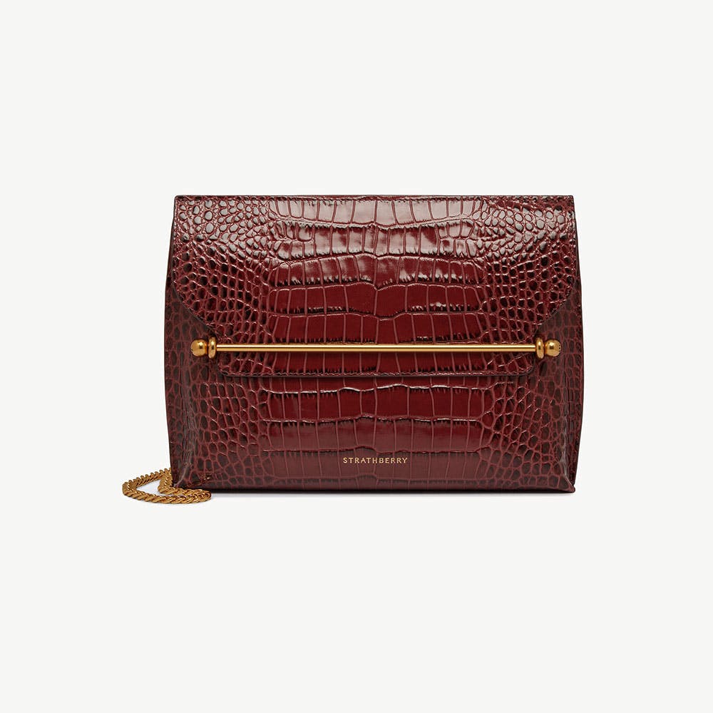 Stylist - Croc-Embossed Leather Oxblood