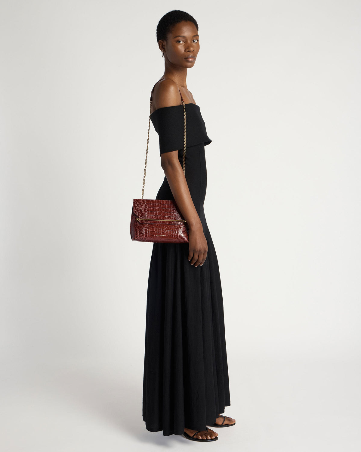 Stylist - Croc-Embossed Leather Oxblood