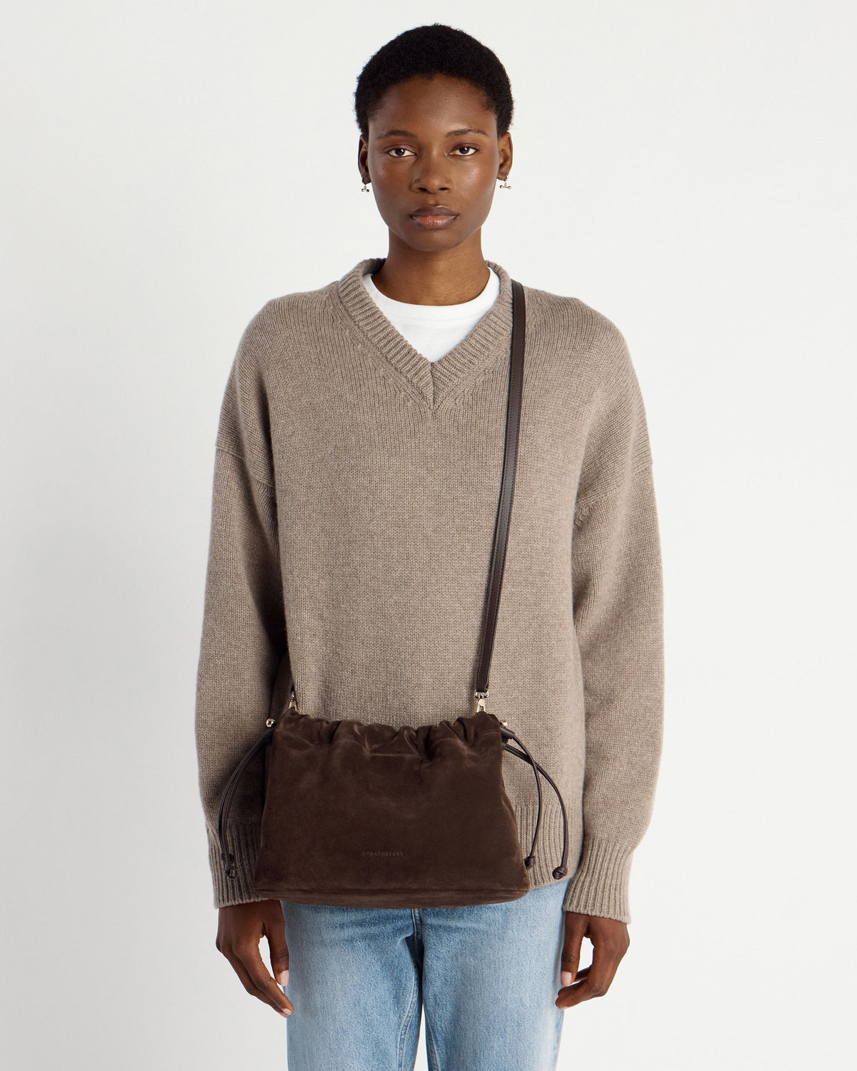 Charlotte Midi Drawstring - Chocolate Suede
