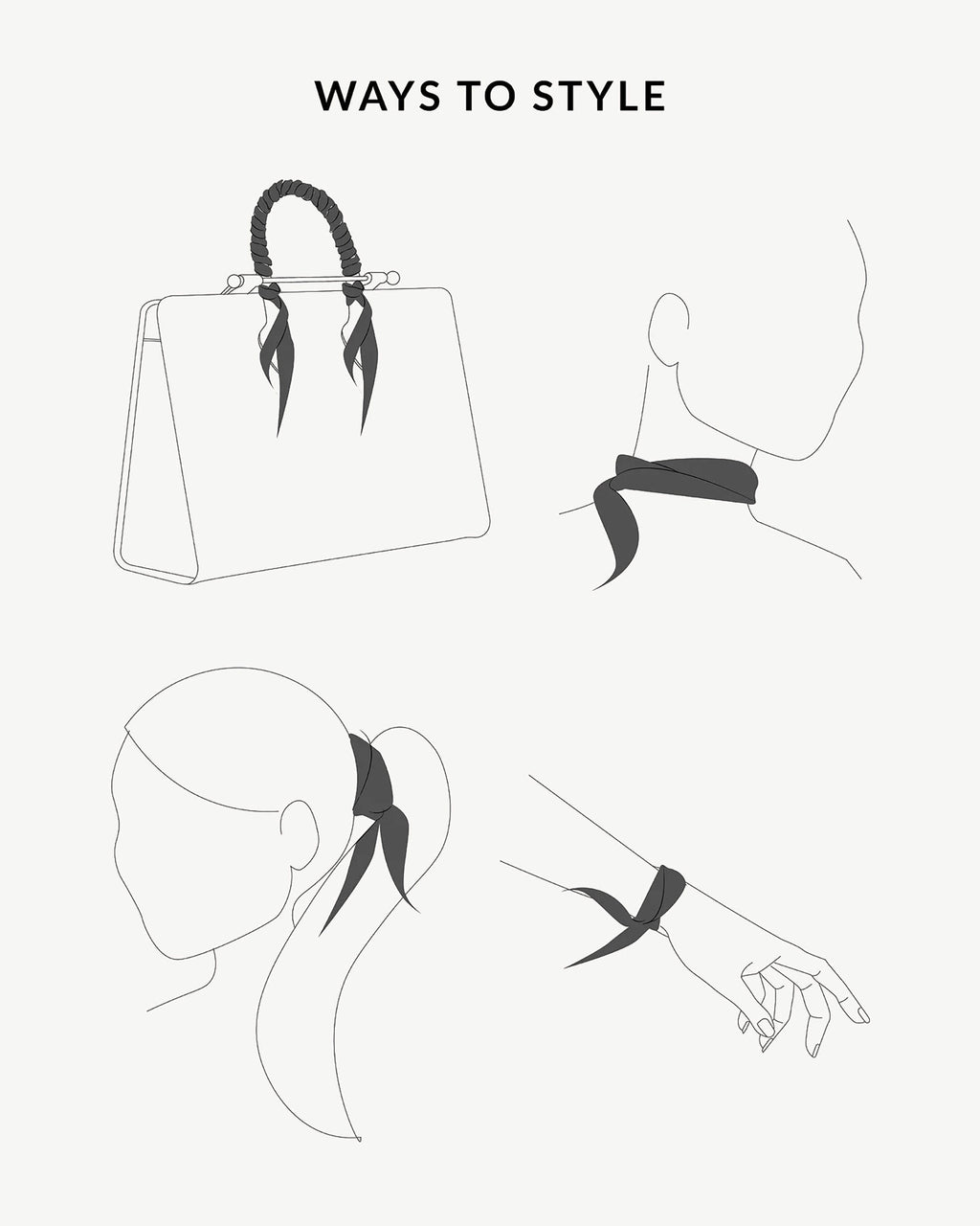 Silk Skinny Scarf - Vanilla/True Blue Watercolour