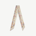 Silk Skinny Scarf - Vanilla Frame Flower Print