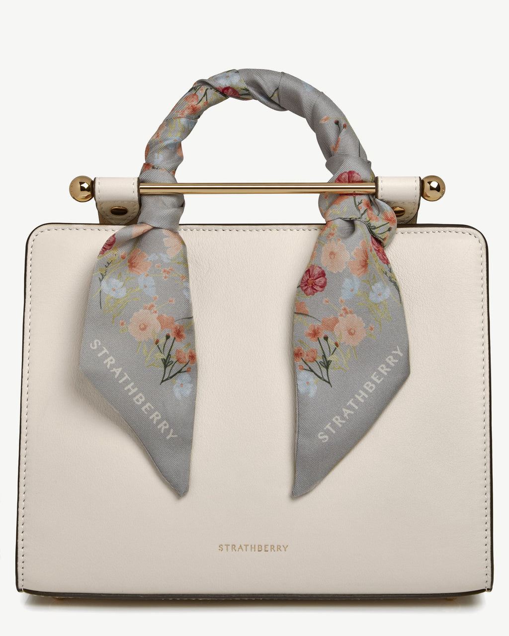 Silk Skinny Scarf - Marble Grey Frame Flower Print