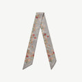Silk Skinny Scarf - Marble Grey Frame Flower Print