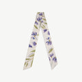 Silk Skinny Scarf - Vanilla/True Blue Watercolour