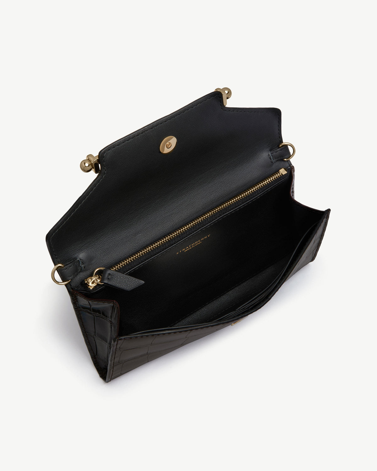 Multrees Chain Wallet - Croc-Embossed Leather Mahogany
