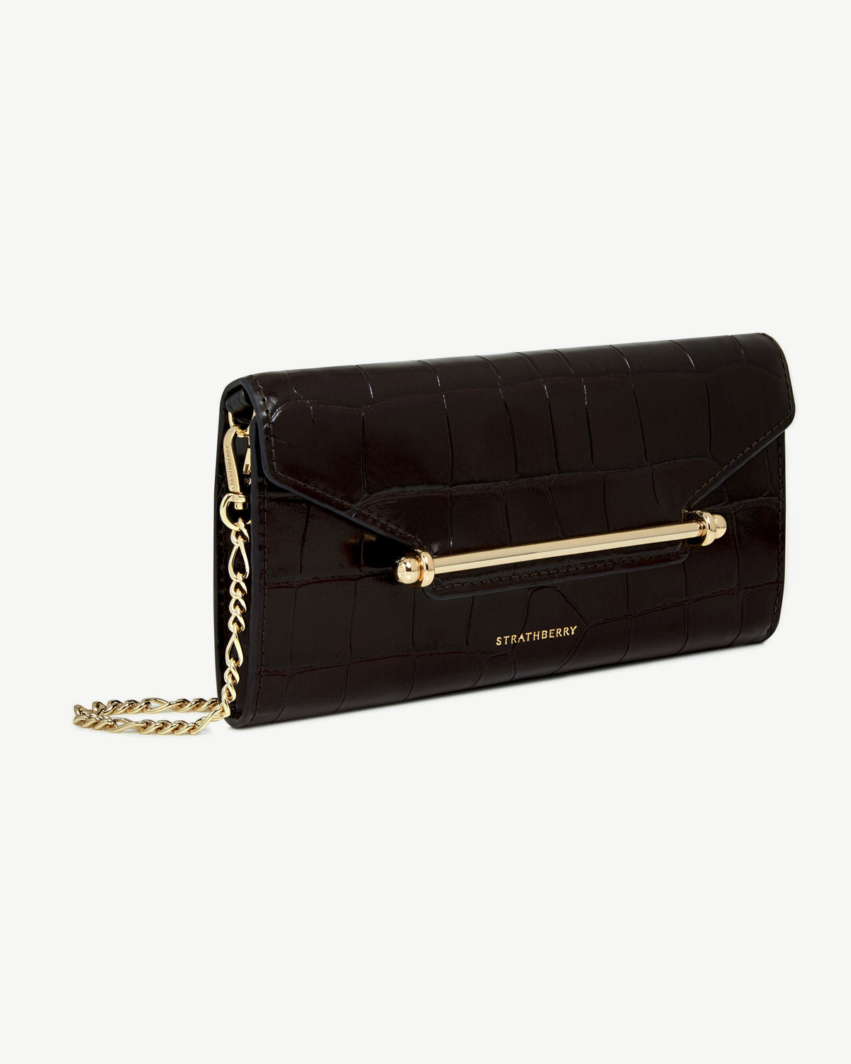 Multrees Chain Wallet - Croc-Embossed Leather Mahogany