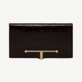 Large Melville Street Wallet - Croc-Embossed Leather Mahogany
