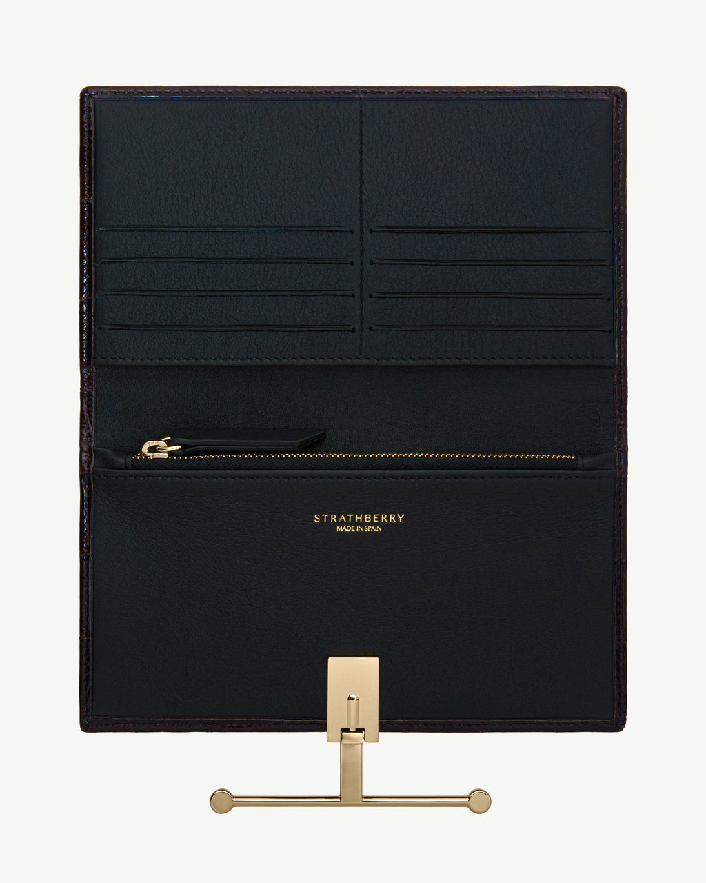 Large Melville Street Wallet - Croc-Embossed Leather Mahogany