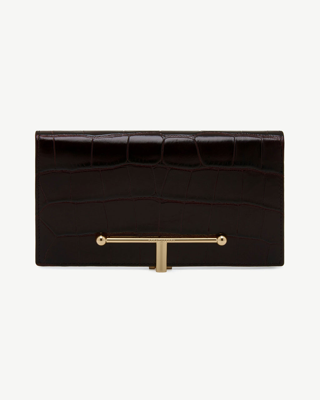 Large Melville Street Wallet - Croc-Embossed Leather Mahogany