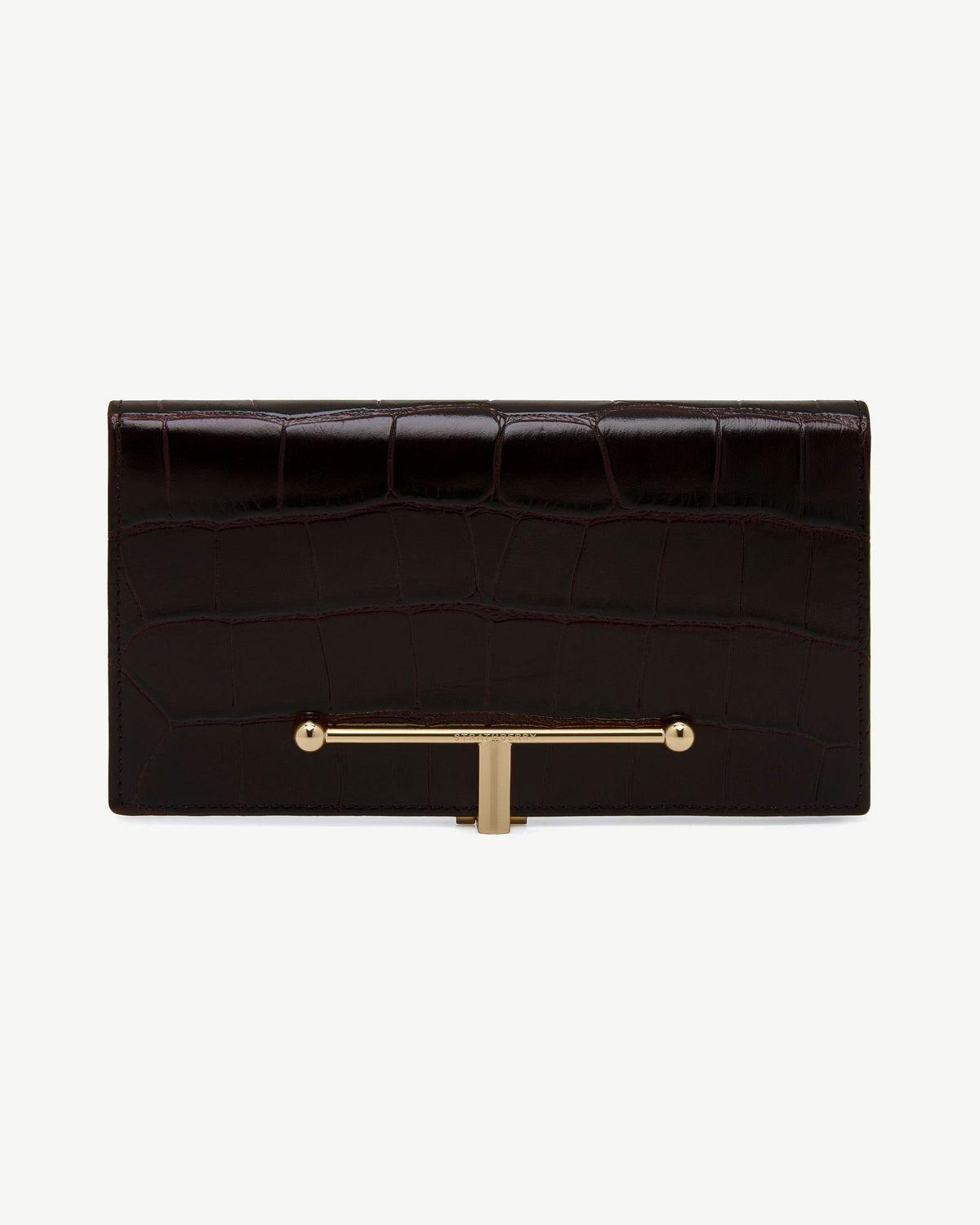 Large Melville Street Wallet - Croc-Embossed Leather Mahogany