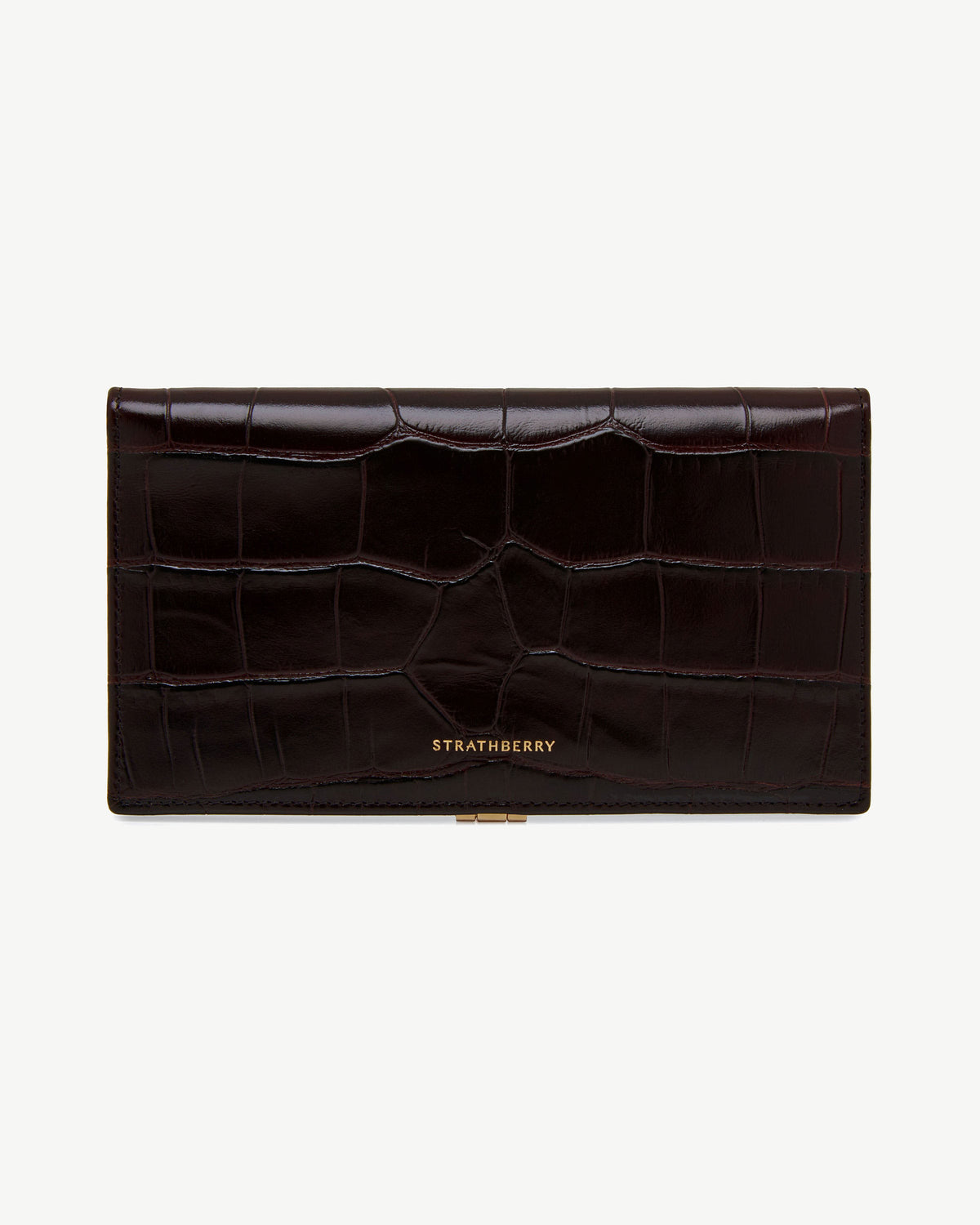 Large Melville Street Wallet - Croc-Embossed Leather Mahogany
