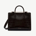 Midi Tote - Croc-Embossed Leather Mahogany