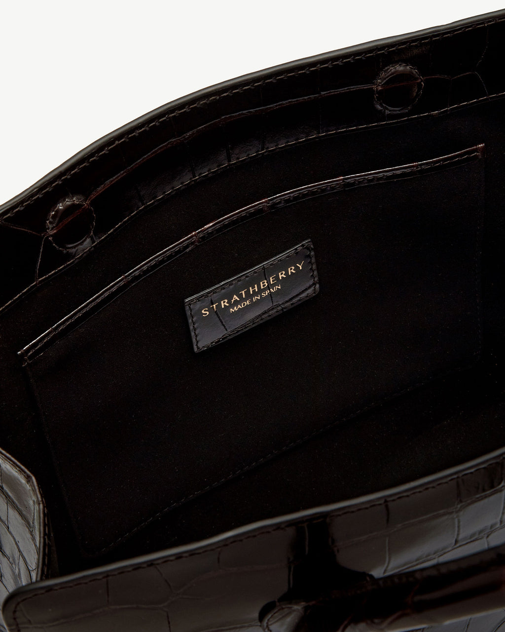Midi Tote - Croc-Embossed Leather Mahogany