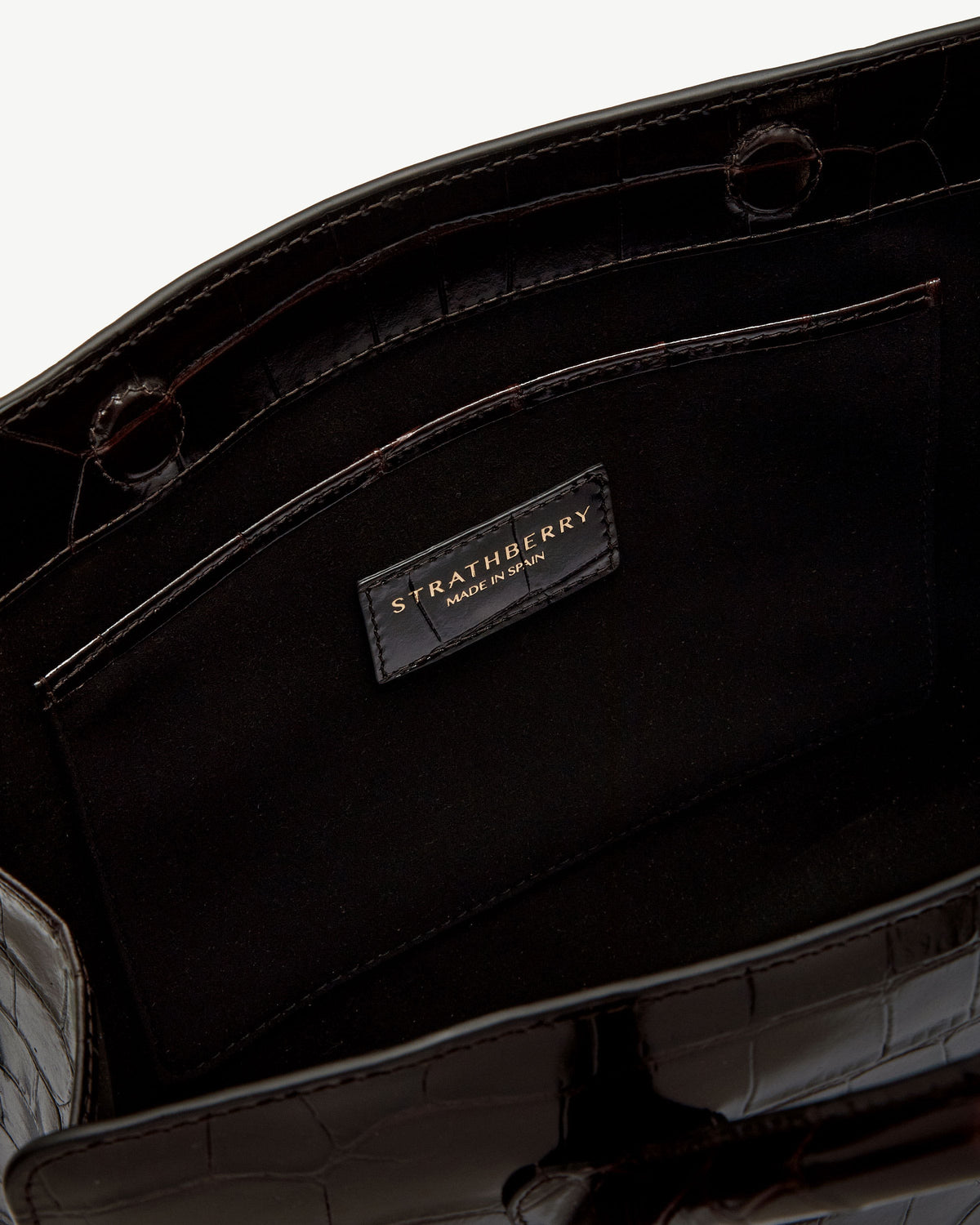 Midi Tote - Croc-Embossed Leather Mahogany