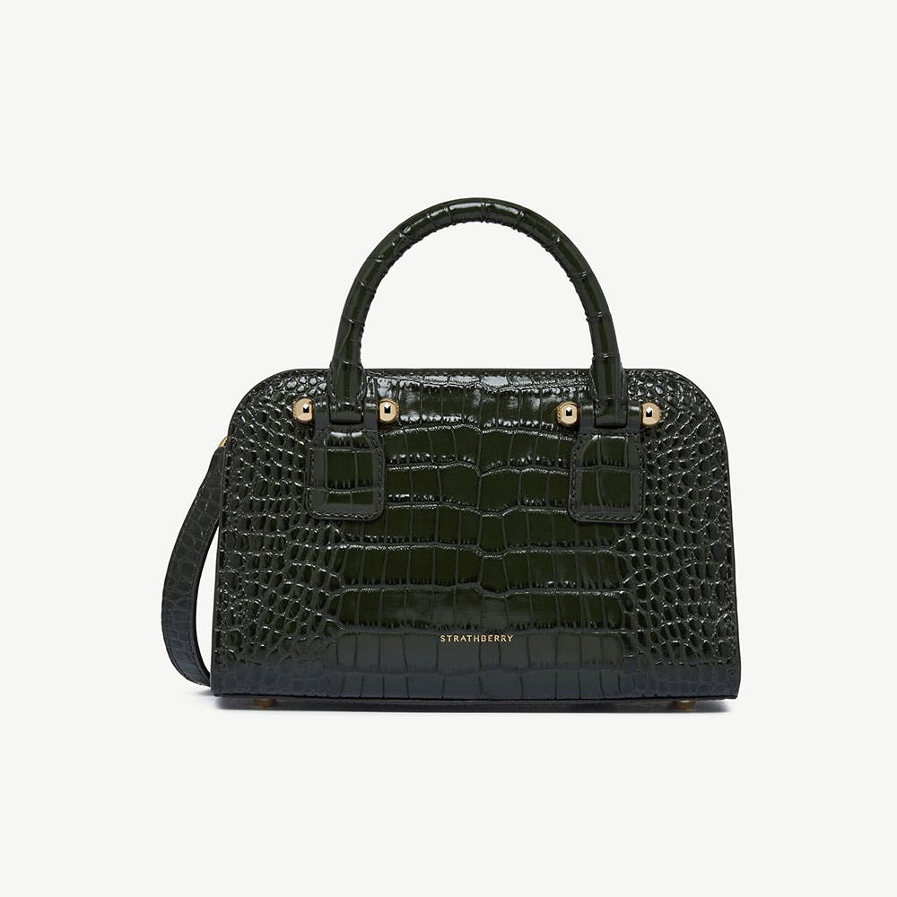 Georgia Mini - Croc-Embossed Leather Forest