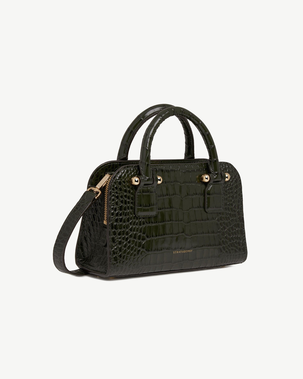 Georgia Mini - Croc-Embossed Leather Forest