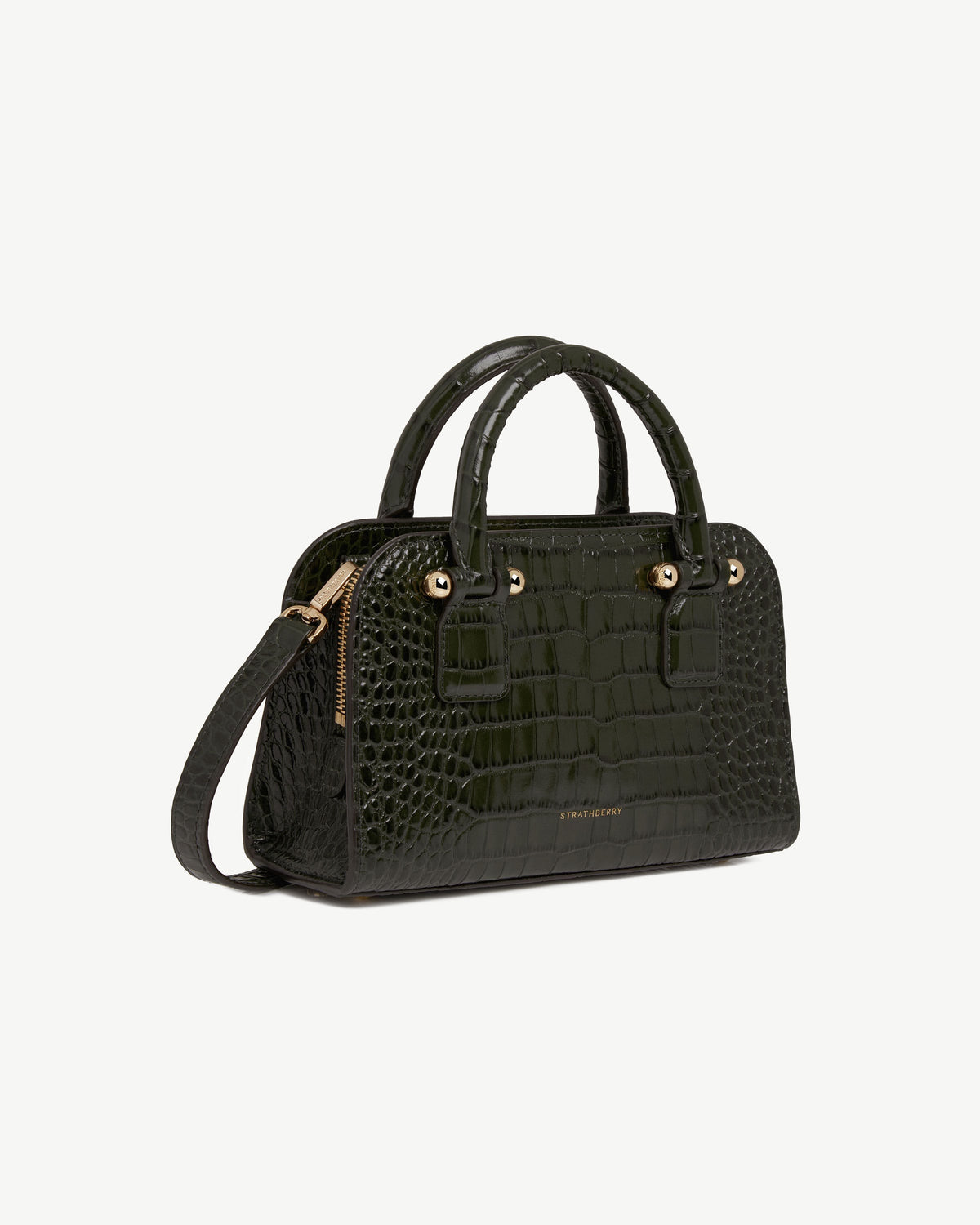 Georgia Mini - Croc-Embossed Leather Forest