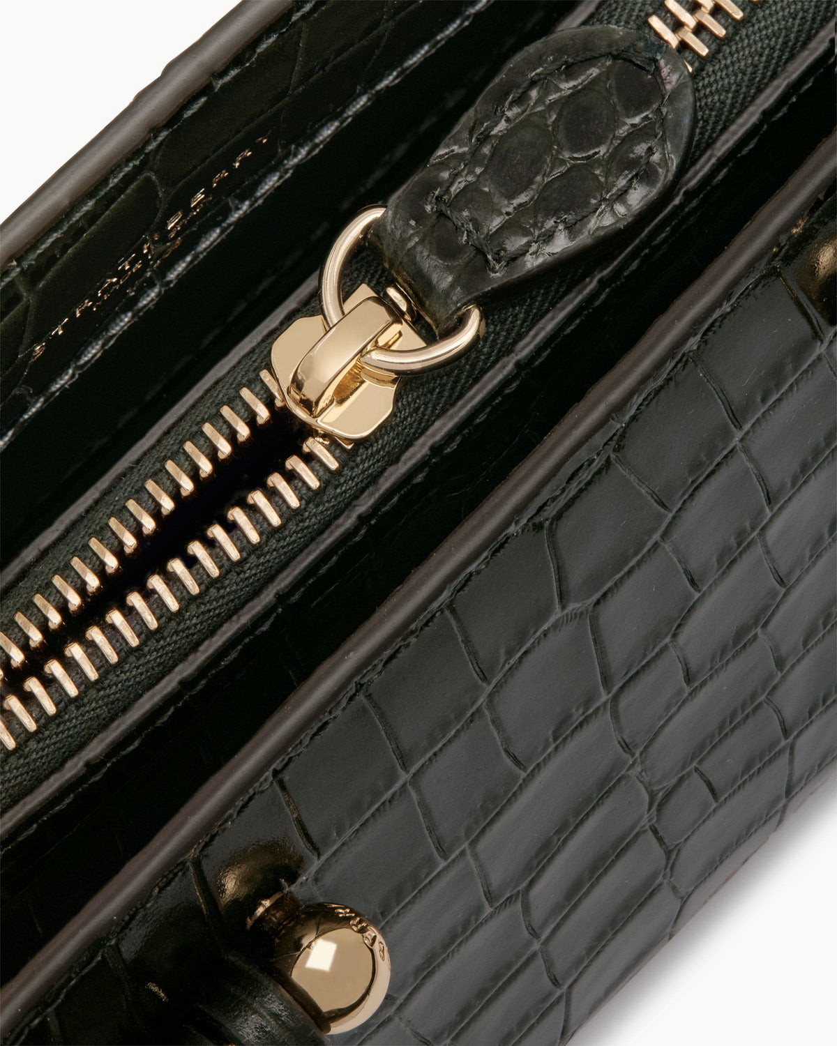 Georgia Mini - Croc-Embossed Leather Forest
