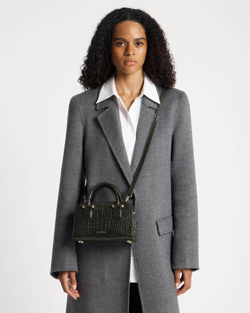 Georgia Mini - Croc-Embossed Leather Forest