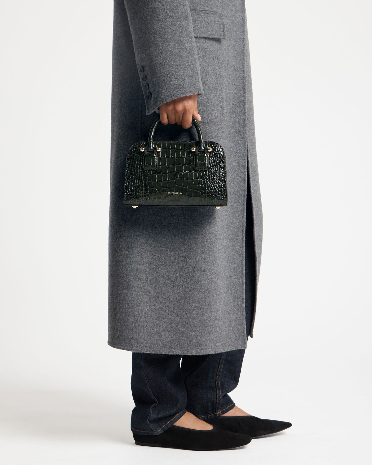 Georgia Mini - Croc-Embossed Leather Forest