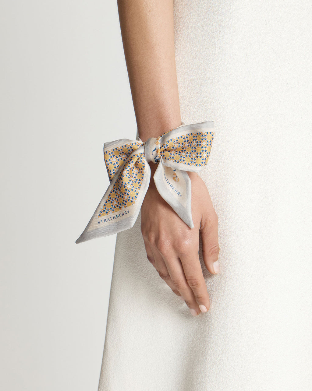 Silk Skinny Scarf - Marble Grey/Brûlée