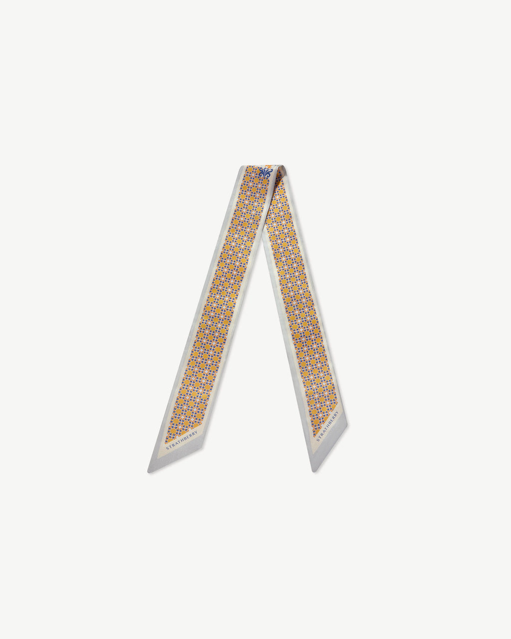 Silk Skinny Scarf - Marble Grey/Brûlée