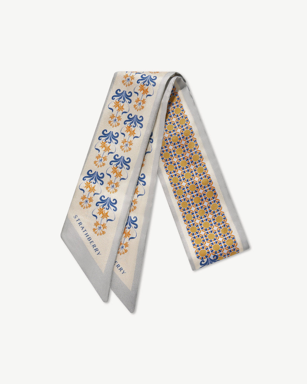 Silk Skinny Scarf - Marble Grey/Brûlée