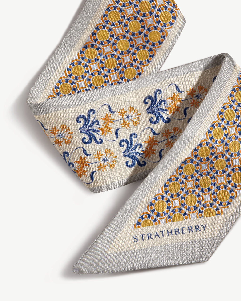 Silk Skinny Scarf - Marble Grey/Brûlée