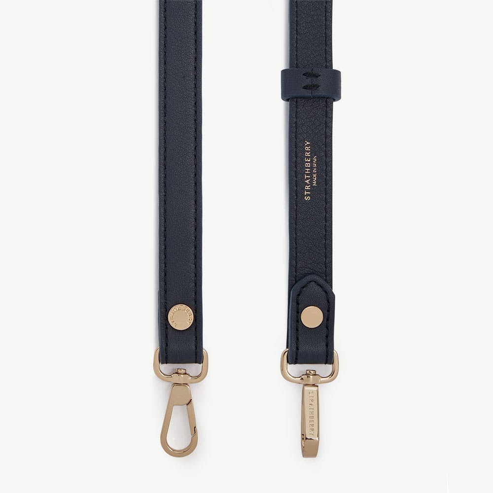 Thin Adjustable Leather Strap - Marine Blue