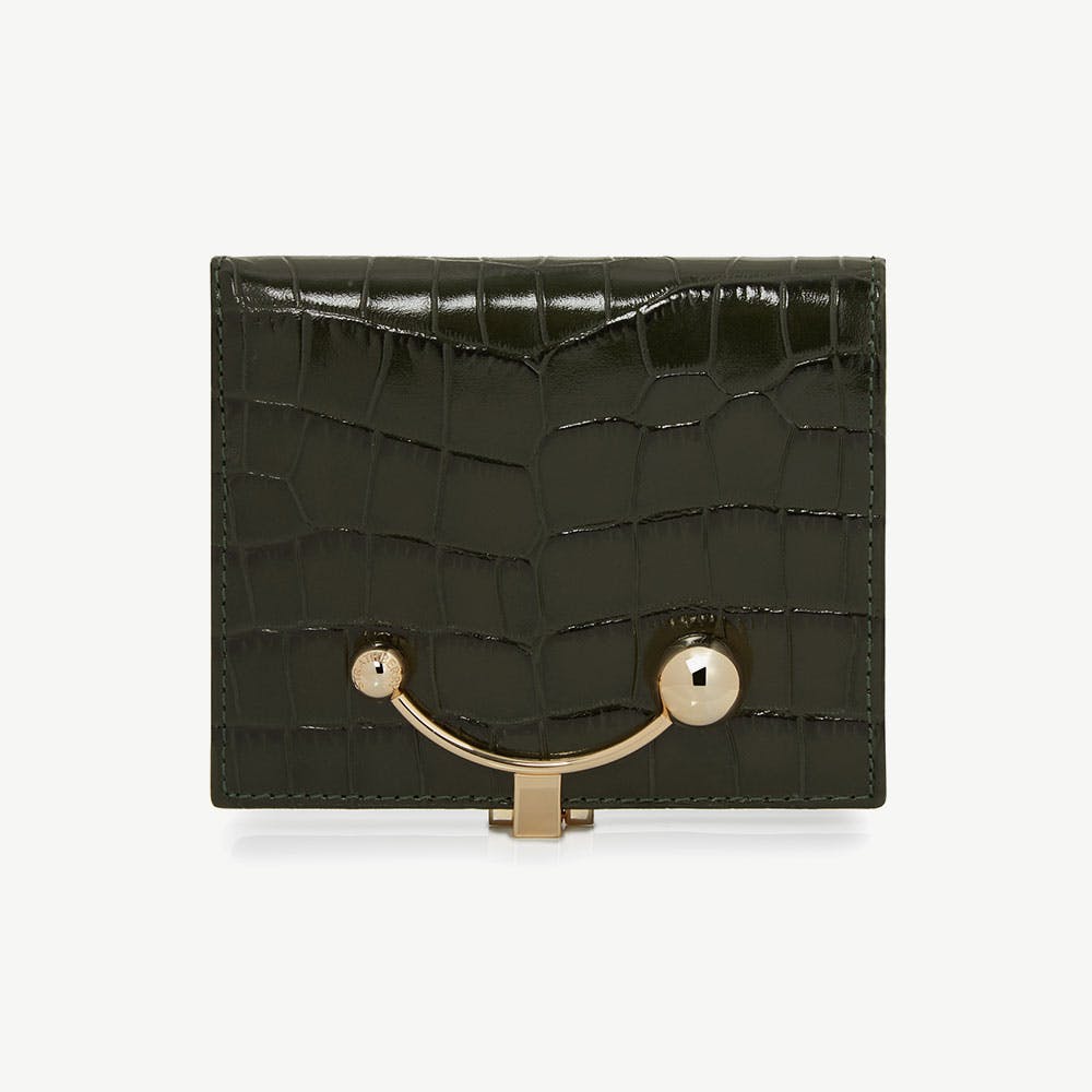 Crescent Wallet - Croc Embossed Leather Forest