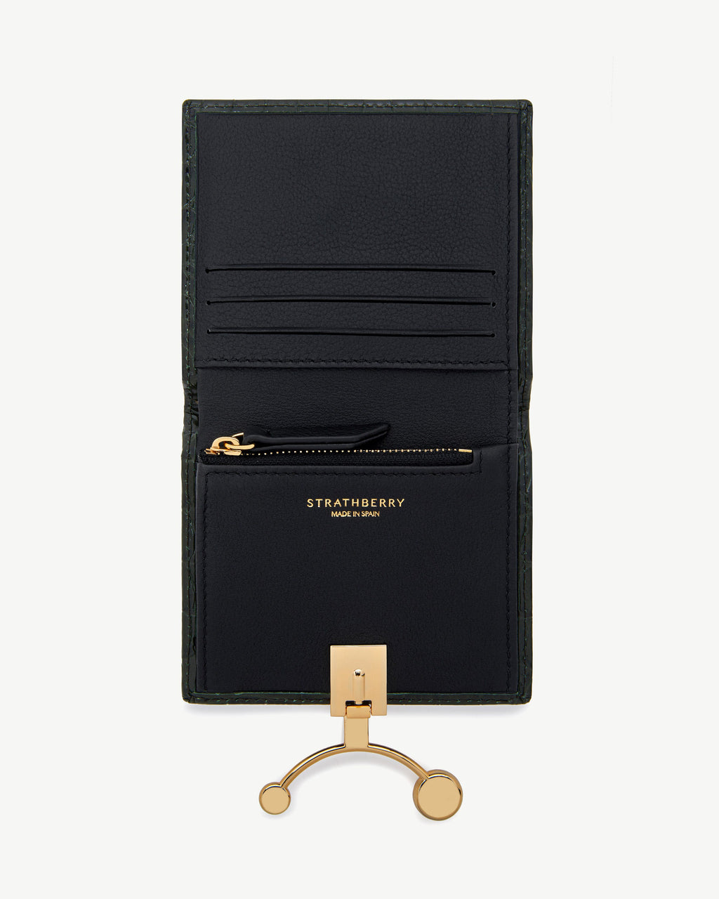 Crescent Wallet - Croc Embossed Leather Forest