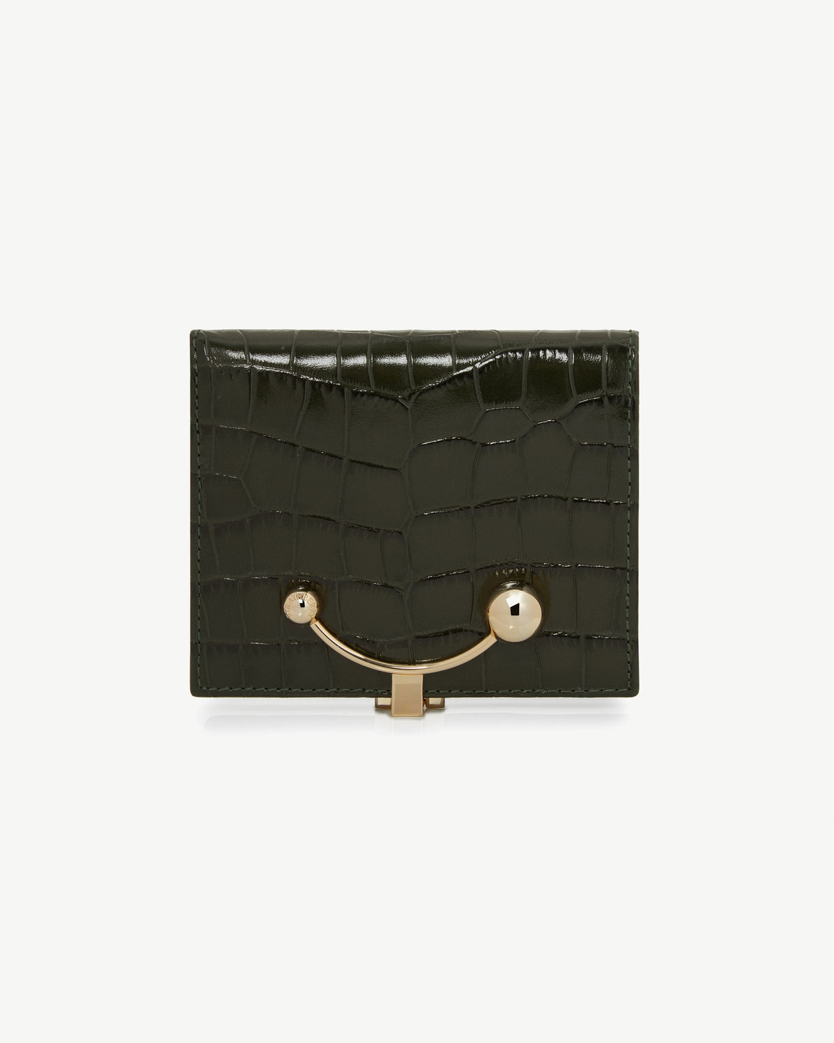 Crescent Wallet - Croc Embossed Leather Forest