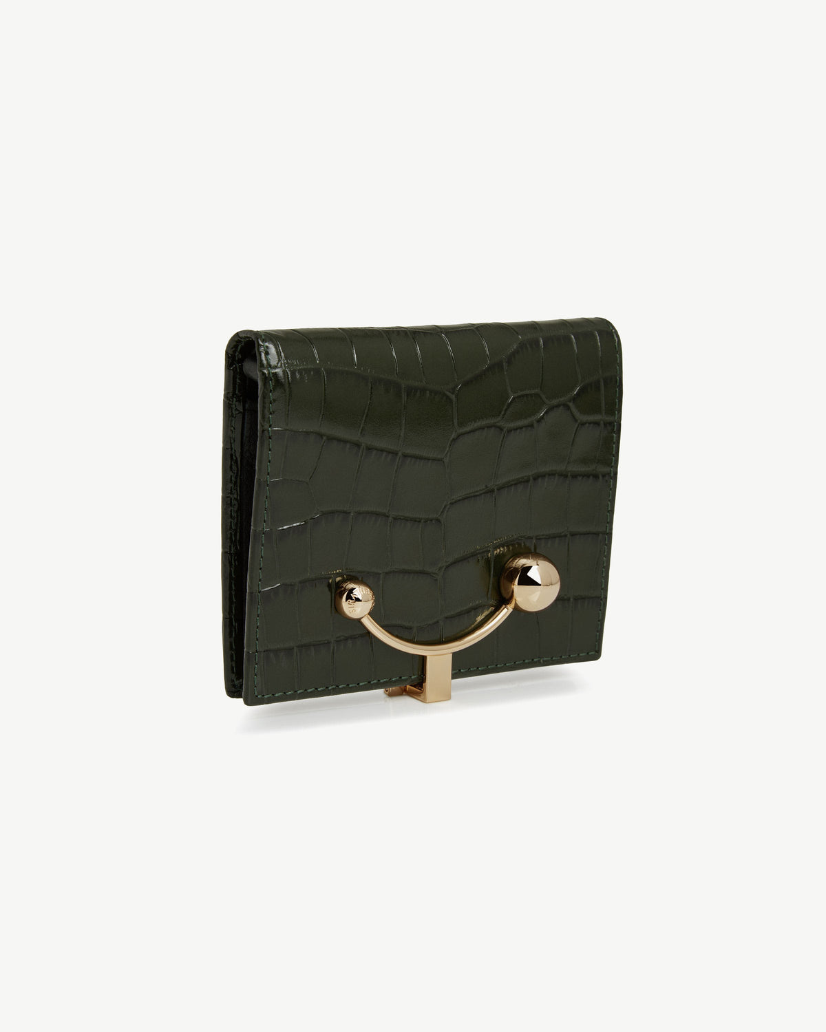 Crescent Wallet - Croc Embossed Leather Forest