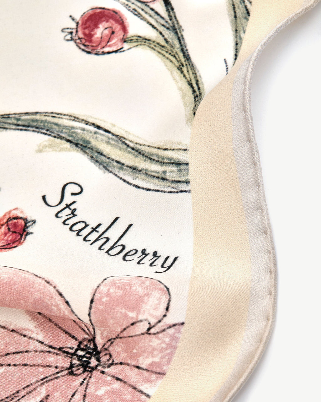 Silk Diamond Scarf - Butter Yellow Berry Flower