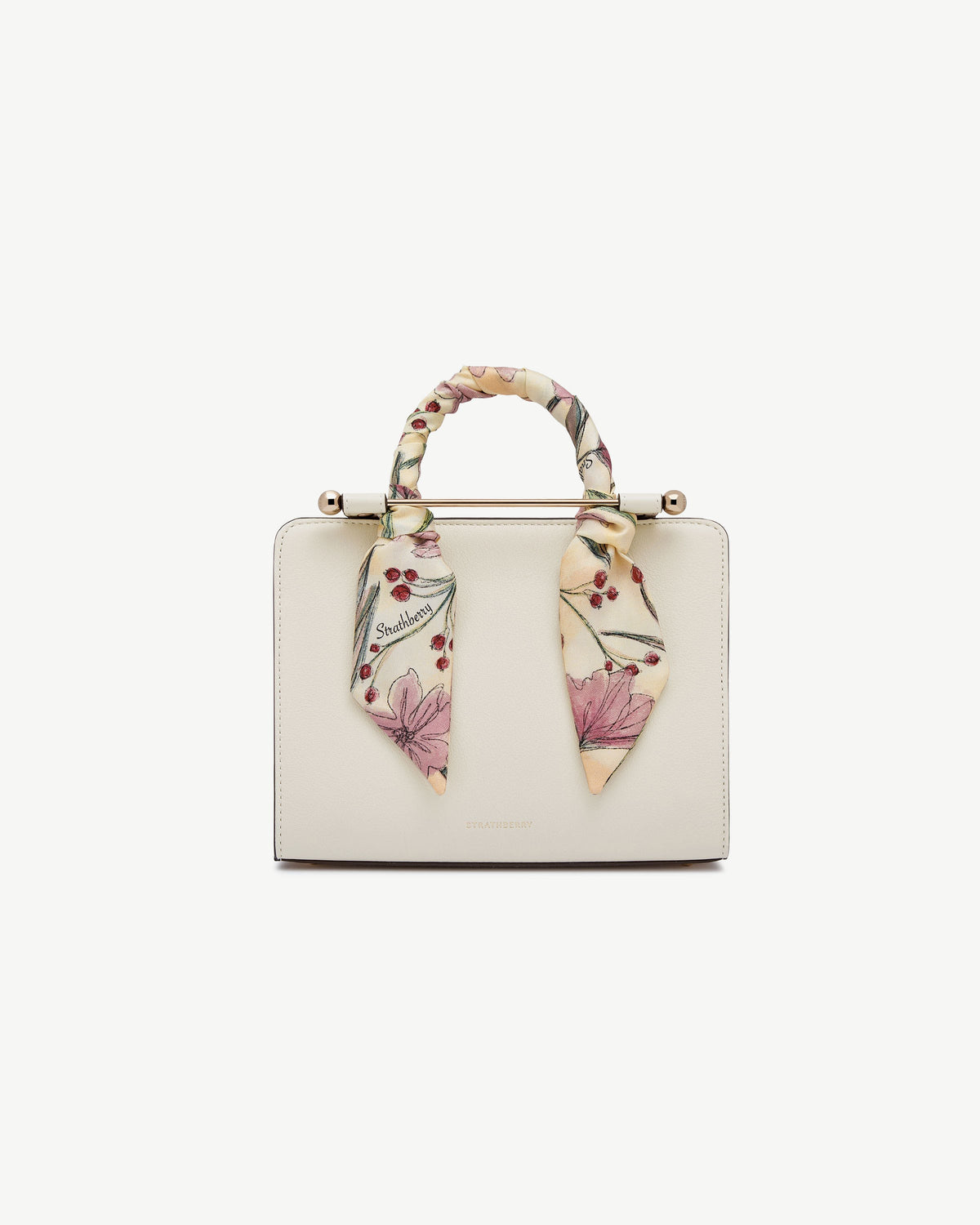 Silk Skinny Scarf - Butter Yellow Berry Flower