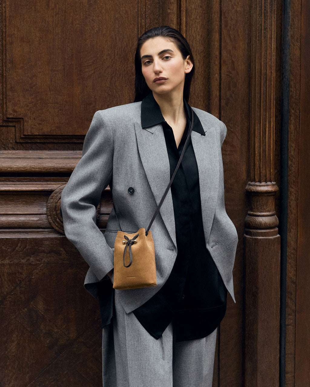 Osette Midi Pouch - Toffee Suede/Espresso