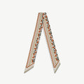 Silk Skinny Scarf - Vanilla/Red Gingham Stripe