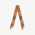 Silk Skinny Scarf - Caramel/Tan Block Floral