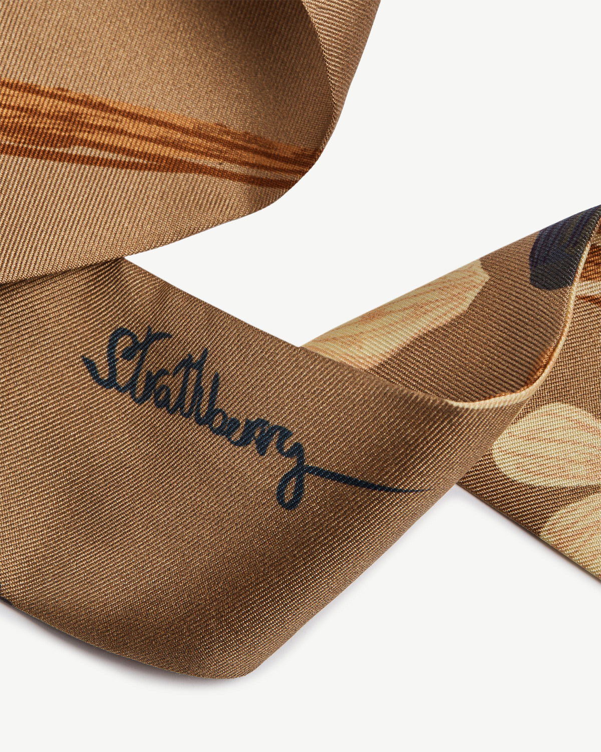 Silk Skinny Scarf - Cognac/Butter Bluebell Floral