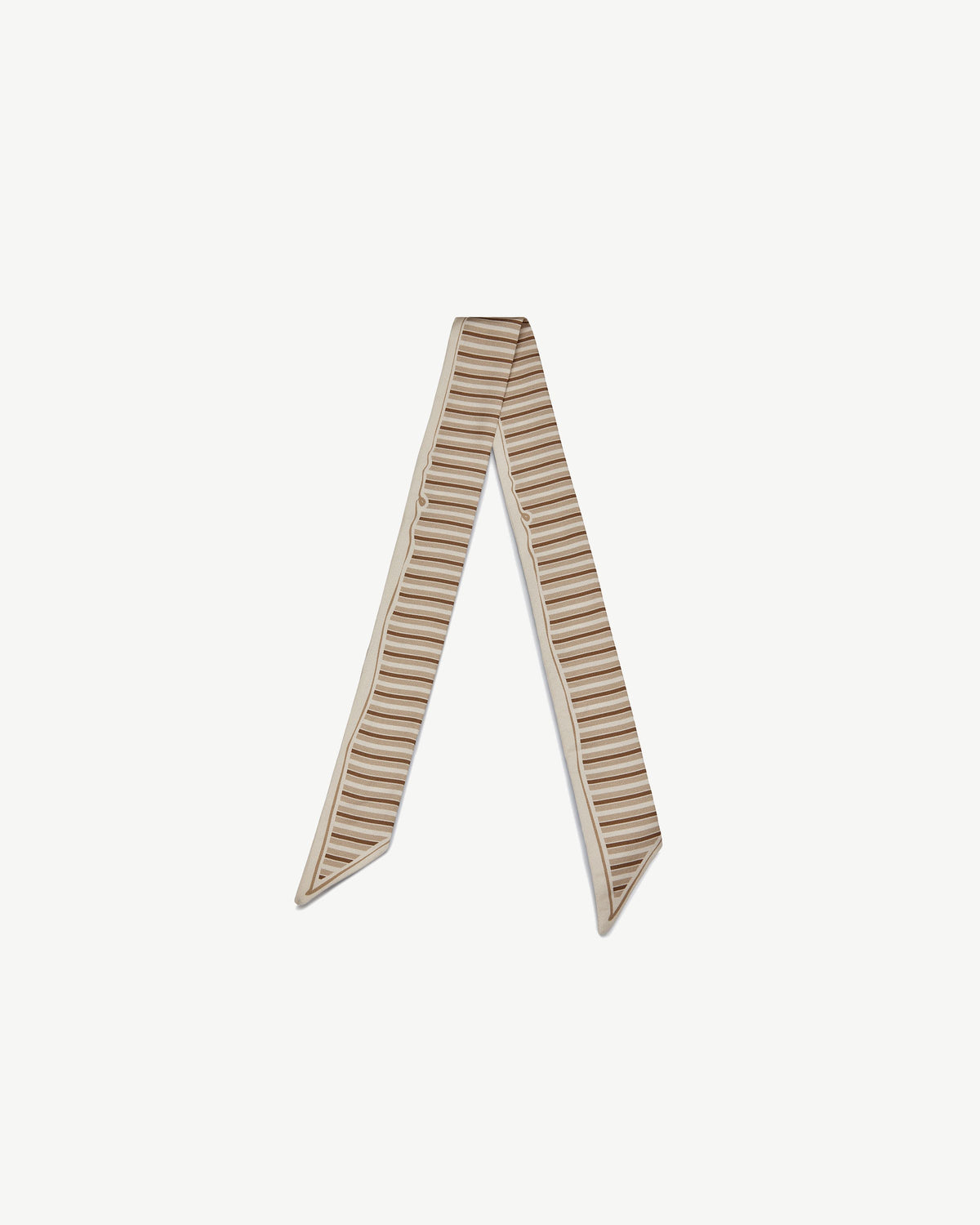 Silk Skinny Scarf - Caramel/Sand Stripes