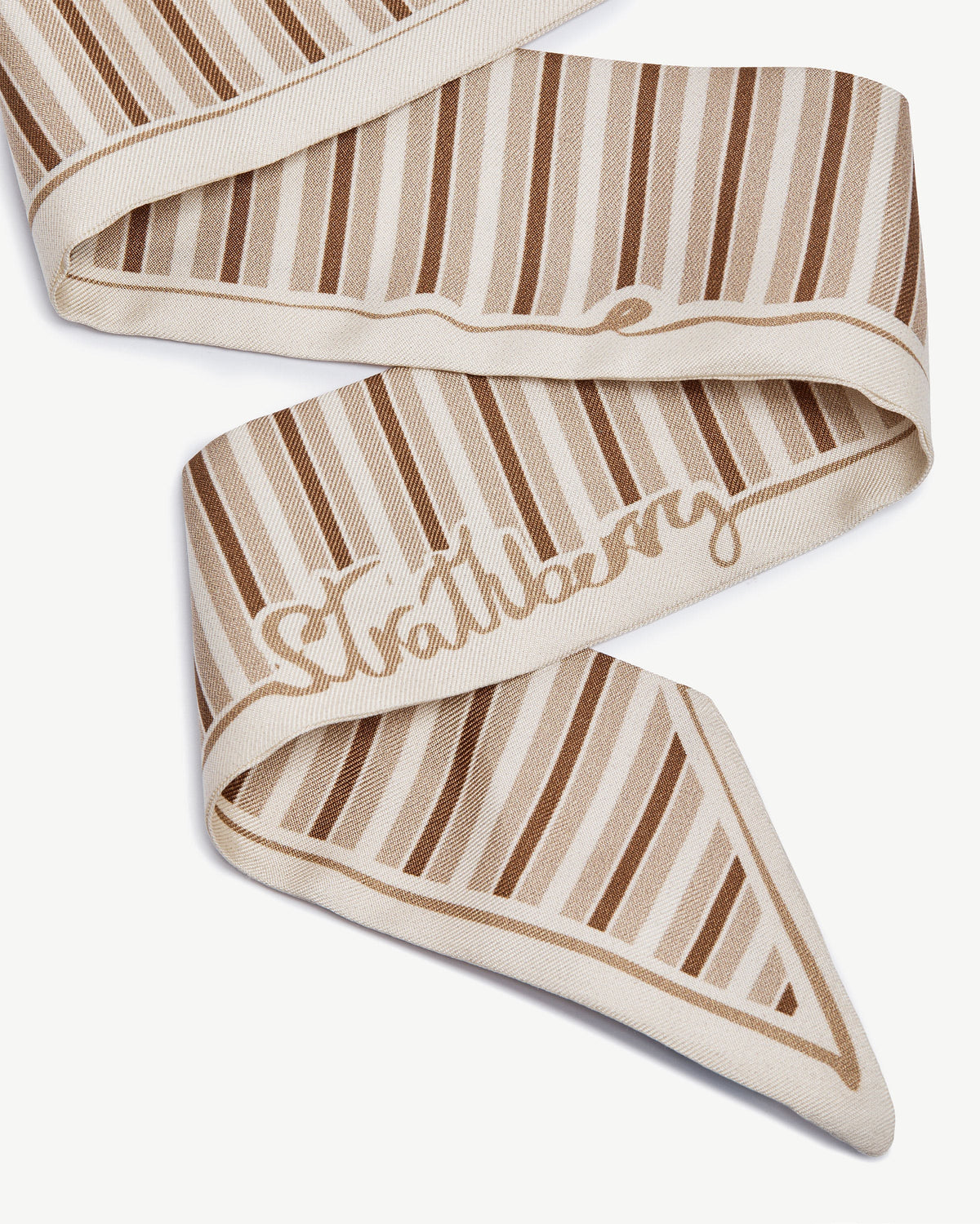 Silk Skinny Scarf - Caramel/Sand Stripes