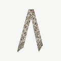 Silk Skinny Scarf - Vanilla/Green Thistle Print