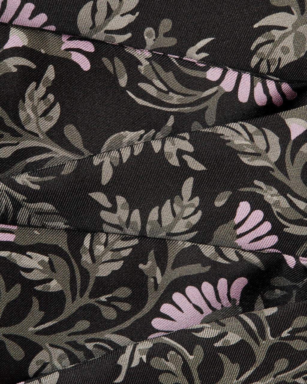 Silk Skinny Scarf - Dark Green Thistle Print