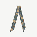 Silk Skinny Scarf - Loch Blue Flower Berry