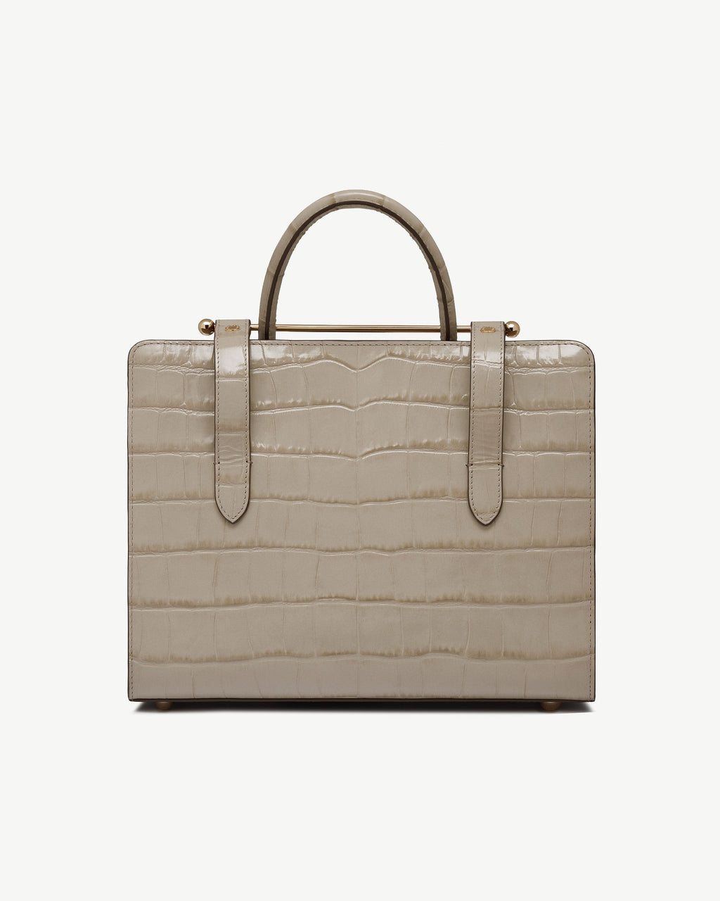 Midi Tote - Croc-Embossed Leather Light Taupe