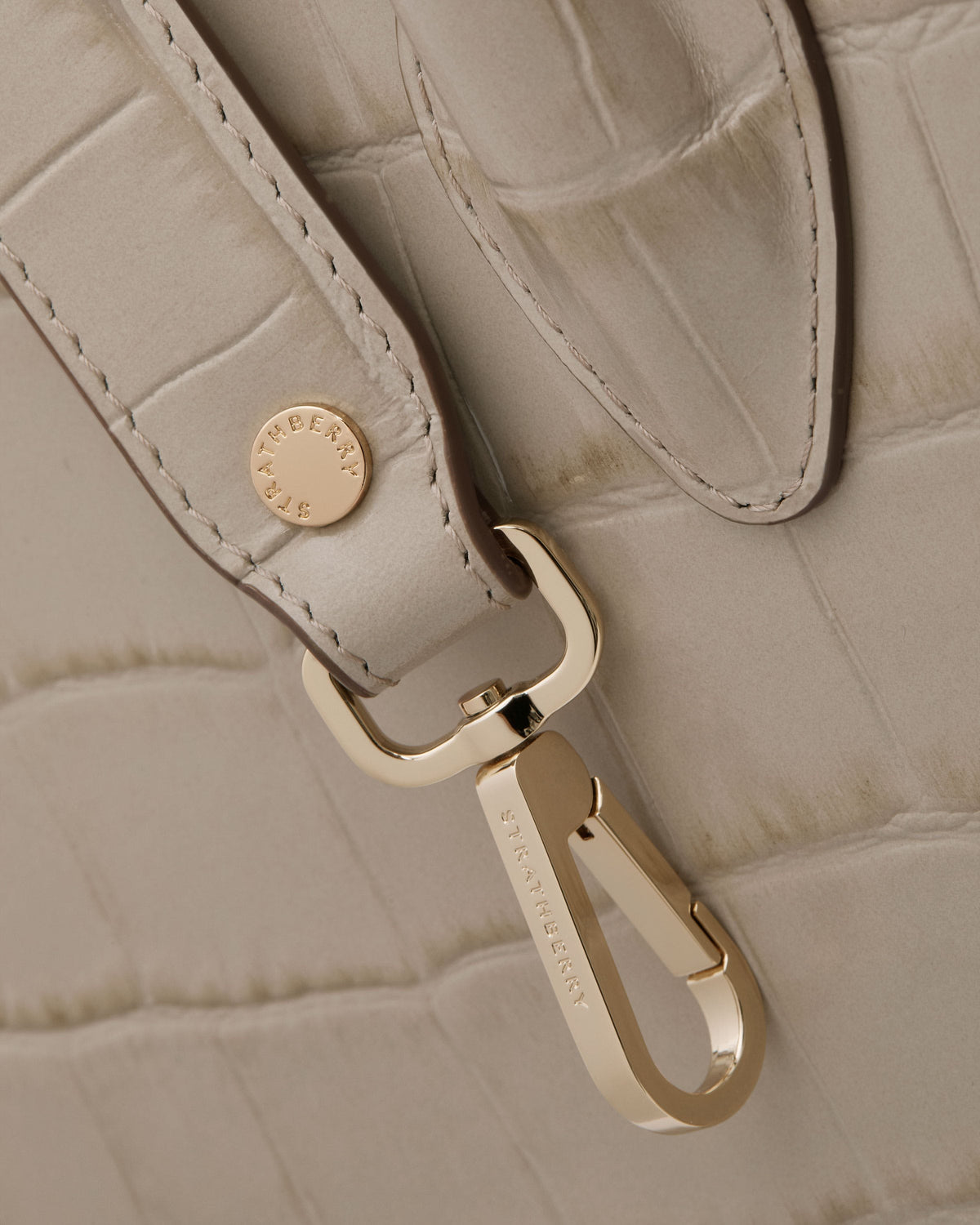 Midi Tote - Croc-Embossed Leather Light Taupe