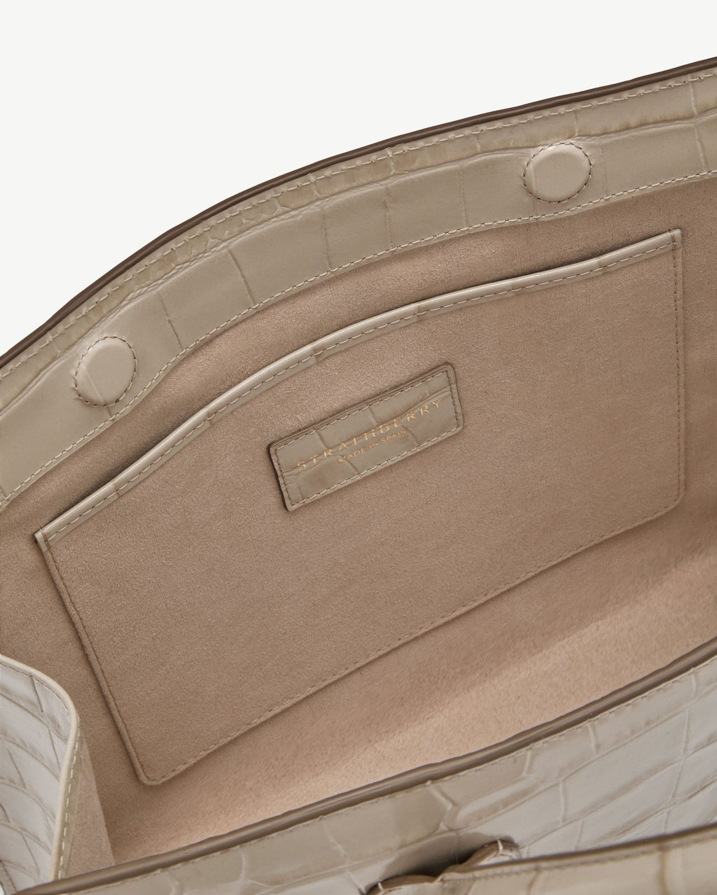 Midi Tote - Croc-Embossed Leather Light Taupe